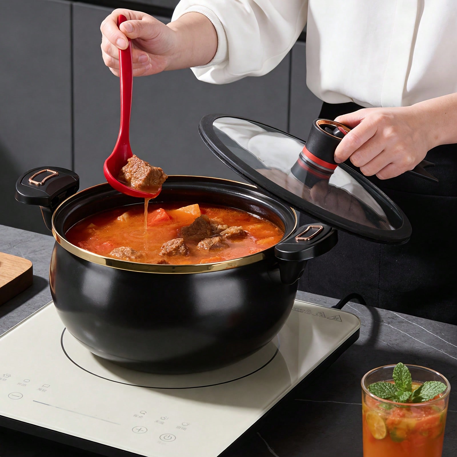 Olla grande antiadherente de 8 - Home Cooking Fast Foods reseña y precio