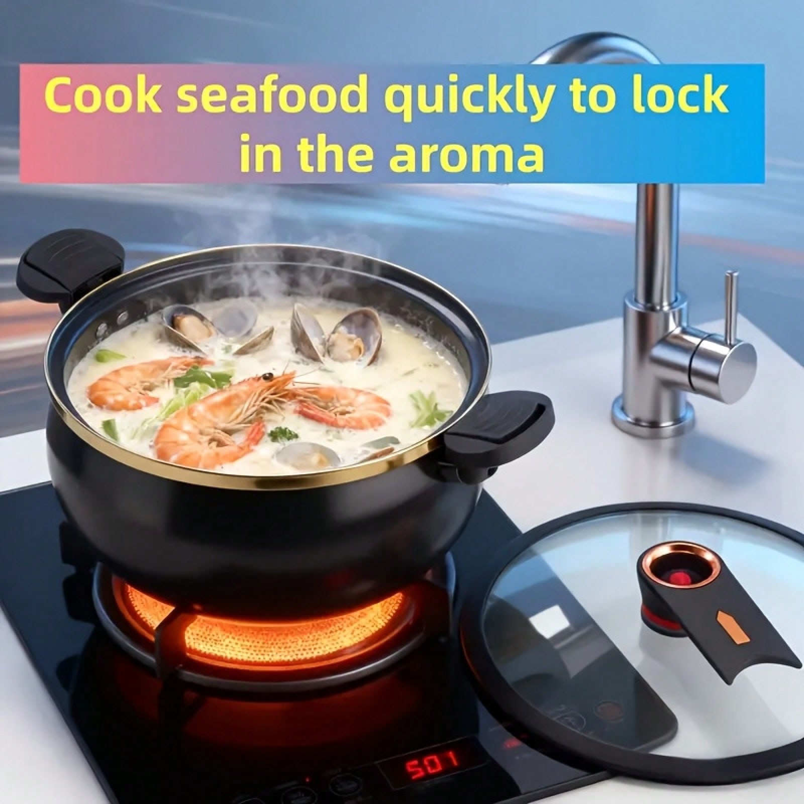 Olla grande antiadherente de 8 - Home Cooking Fast Foods reseña y precio